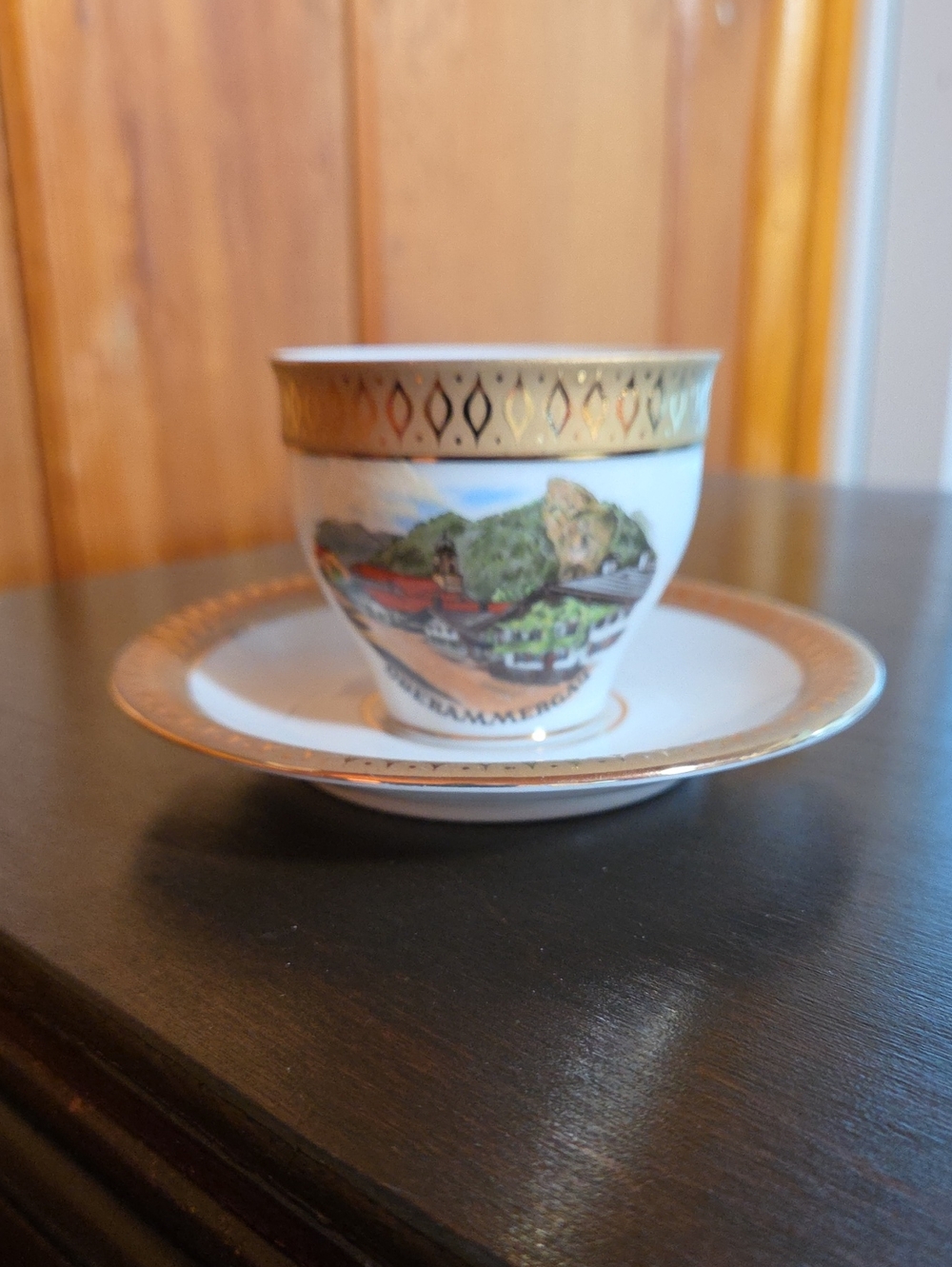 Oberammergau Porcelain Souvenir Demitasse Cup & Saucer